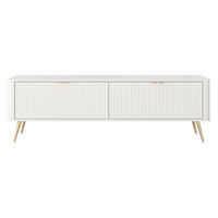 LOWBOARD Vespasia 2T Beige 163,2/51/38 cm – Geriffelte Fronten - Goldfarben/Weiß, Holzwerkstoff/Metall (163.2/51/38cm) - AX Living