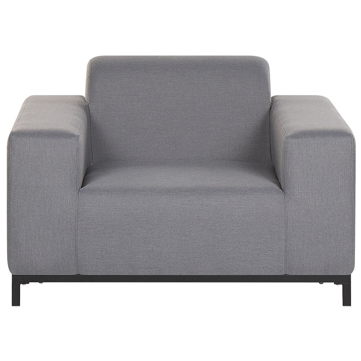 GARTENSESSEL 2er-SET grau/schwarzes Gestell Rovigo - Schwarz/Grau, Textil (105/68/84cm) - Beliani