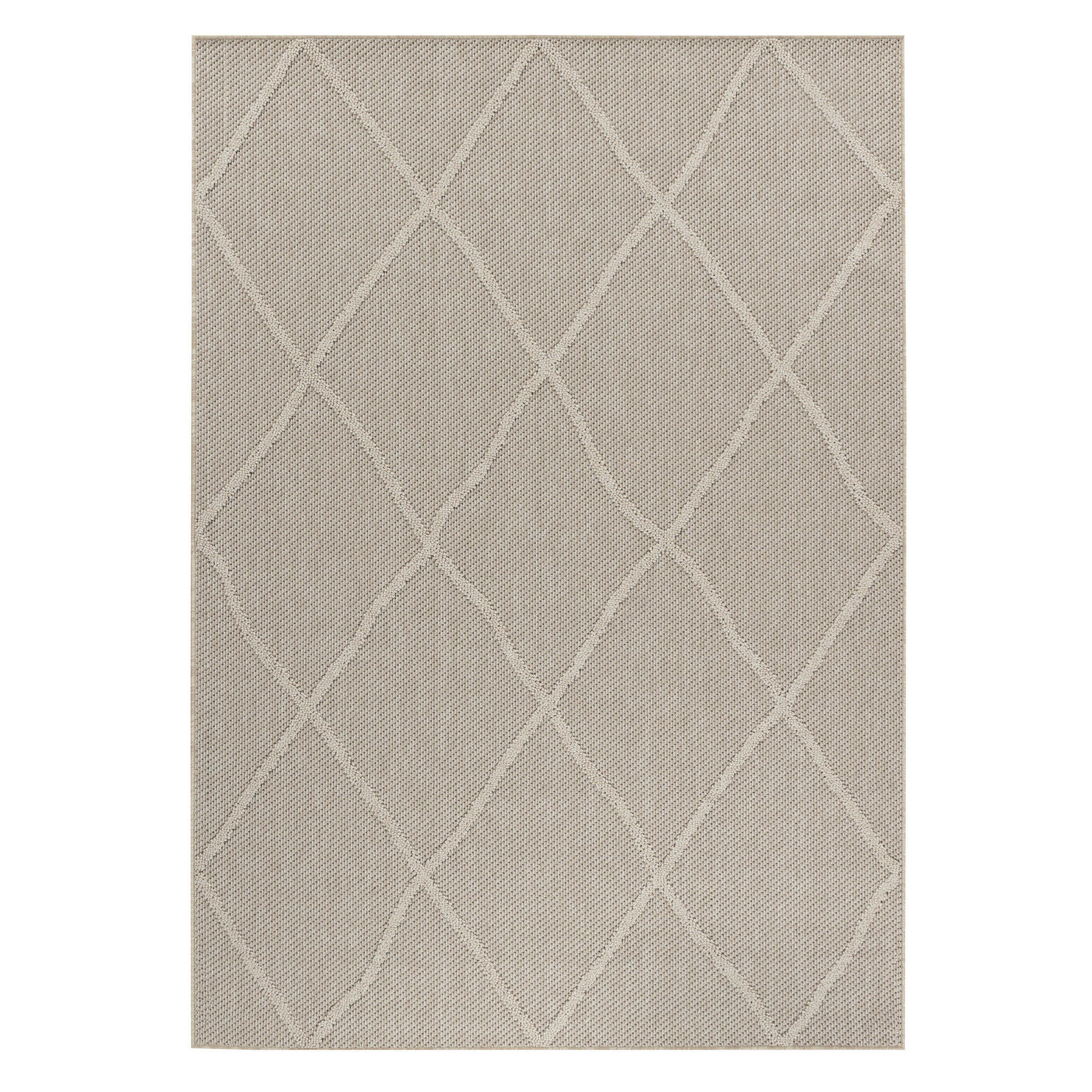 TEPPICH Outdoor Flachgewebe Boho-Muster Polypropylen Terrasse Beige Rechteckig 160x230 - Beige, Textil (160/230cm) - KADIMA DESIGN