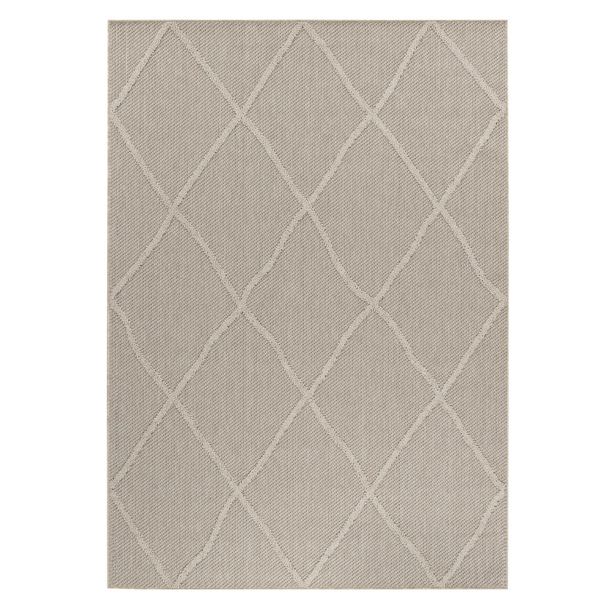 TEPPICH Outdoor Flachgewebe Boho-Muster Polypropylen Terrasse Beige Rechteckig 240x340 - Beige, Textil (240/340cm) - KADIMA DESIGN