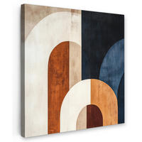 LEINWANDBILD Abstrakt - Formen - Dunkelblau 90x90 cm - Cognac, Textil (90/90cm) - MuchoWow