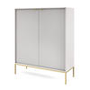 SIDEBOARD Eternas 2T Grau 104/125/39 cm – goldene Füße, mit geriffelten Fronten - Goldfarben/Grau, Holzwerkstoff (104/125/39cm) - AX Living
