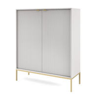 SIDEBOARD Eternas 2T Grau 104/125/39 cm – goldene Füße, mit geriffelten Fronten - Goldfarben/Grau, Holzwerkstoff (104/125/39cm) - AX Living