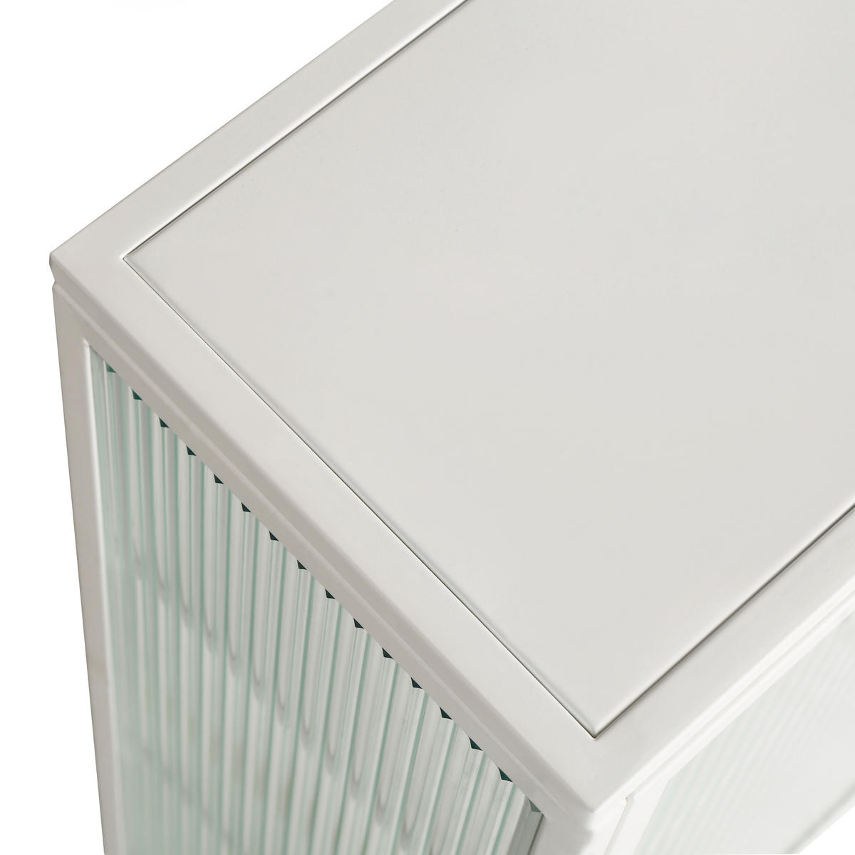 KÜCHENOBERSCHRANK 70x23x60 cm Weiß aus Eisen & gehärtetem Glas mit 2 Türen & 3 Ablagen - Weiß, Glas (70/60/23cm) - Modfu