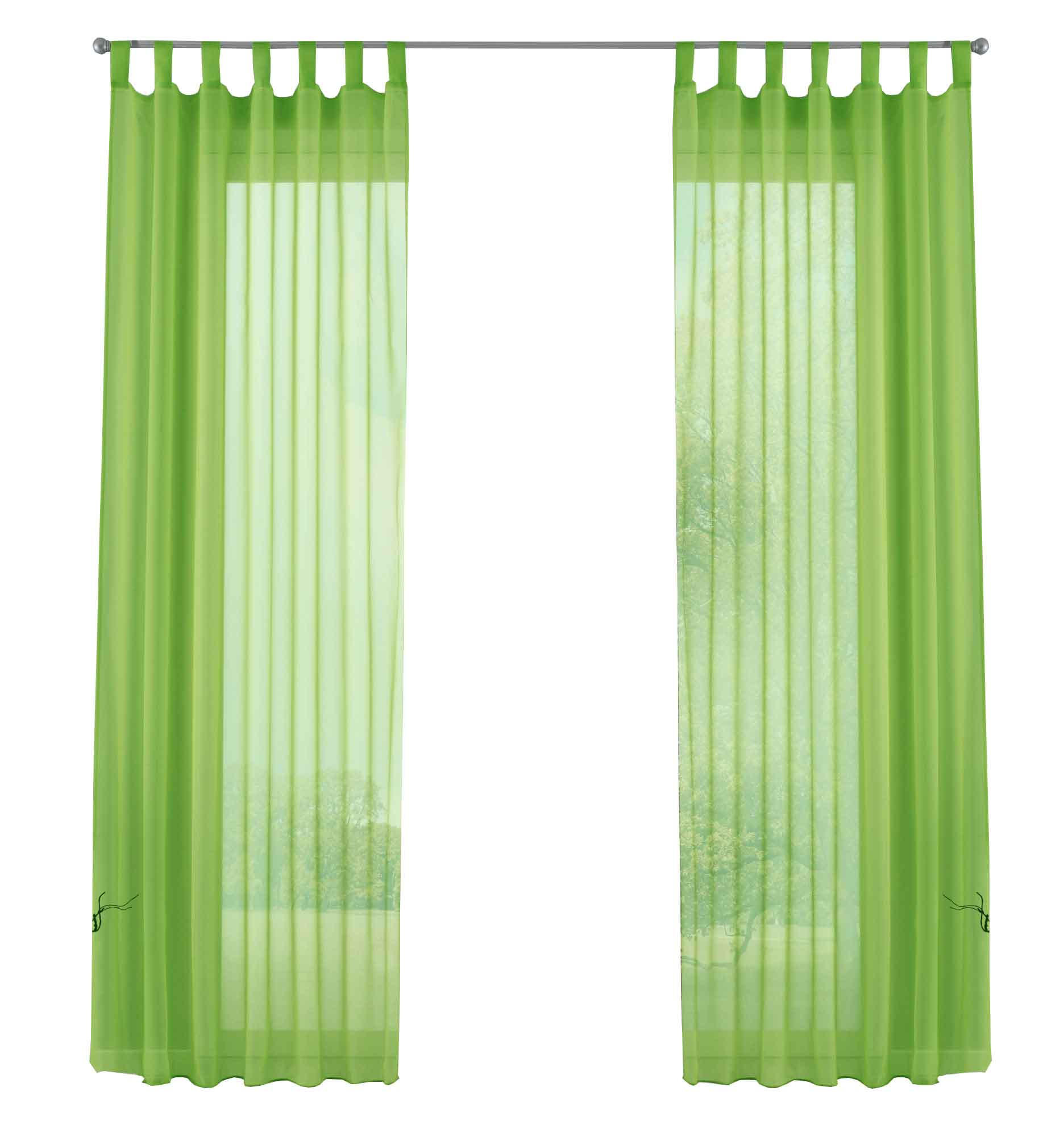 SCHLAUFENGARDINEN Voile 2er-Set 225x140 cm Apfelgrün - Grün, Textil (140/225cm) - Gardinenbox.eu