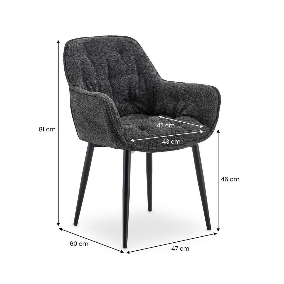 ESSZIMMERSTÜHLE ARDEN 2er-Set grau - Grau, Textil (47/81/60cm) - IDIMEX