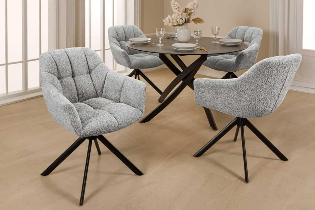 STUHL PAPILLON Bouclé Grau 85 cm - Schwarz/Grau, Textil/Metall (65/83/66cm) - riess-ambiente