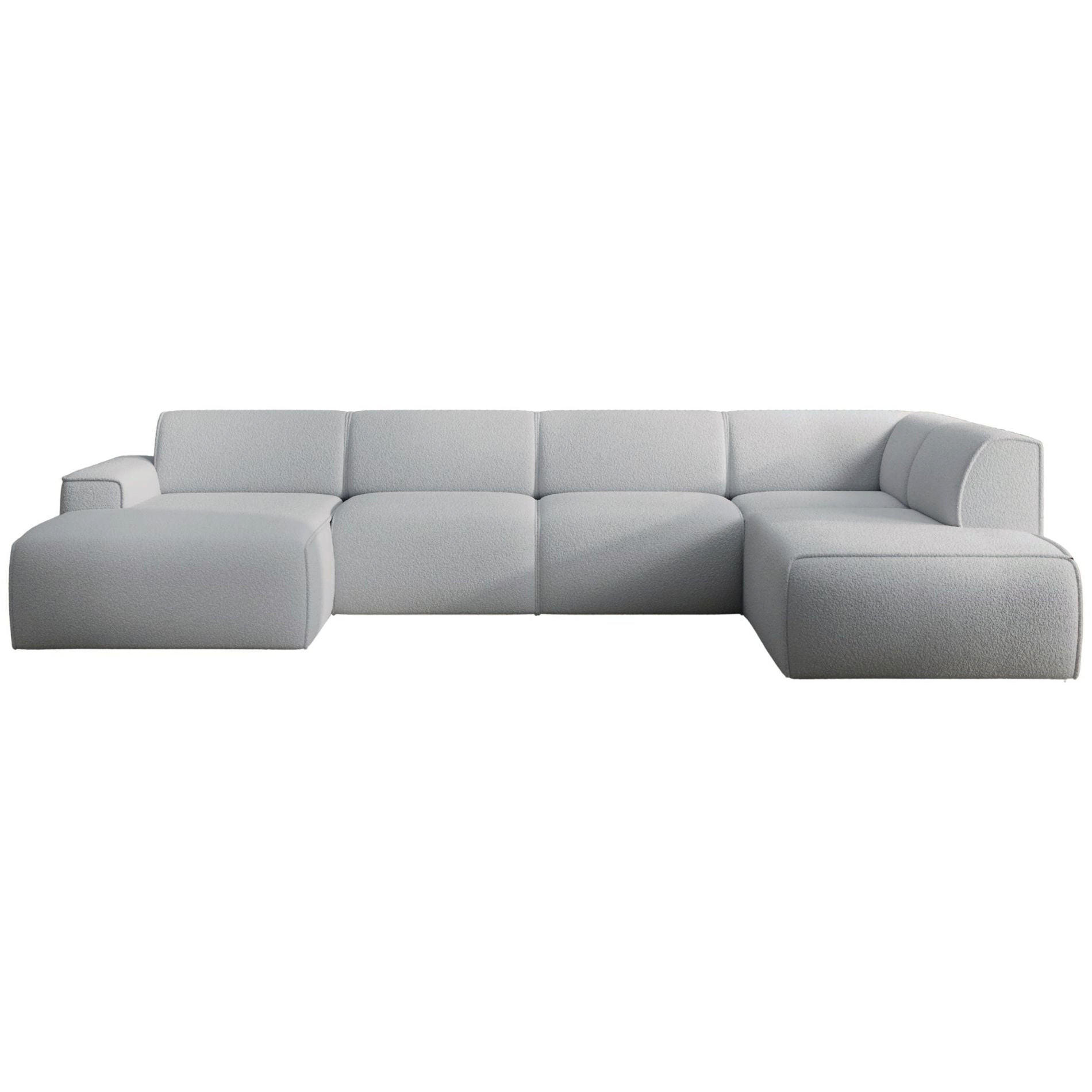 WOHNLANDSCHAFT Bouvi Hellgrau rechts - Hellgrau/Schwarz, Kunststoff/Textil (220/378cm) - Selsey