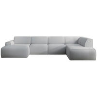 WOHNLANDSCHAFT Bouvi Hellgrau rechts - Hellgrau/Schwarz, Kunststoff/Textil (220/378cm) - Selsey