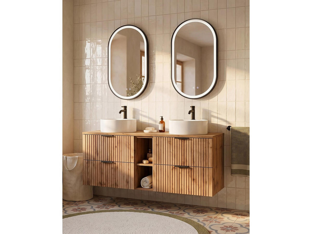 DOPPELWASCHTISCH - 140 x 46 - holz - naturfarben hell Zevara - Naturfarben, Holz (140/57/46cm) - Vente-Unique