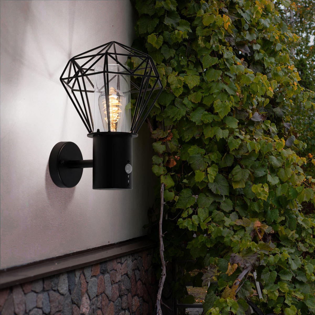 LED AUSSEN-WANDLEUCHTE HORACE Schwarz Gitteroptik - Schwarz, Metall (27.5/34/22.5cm) - Globo Lighting