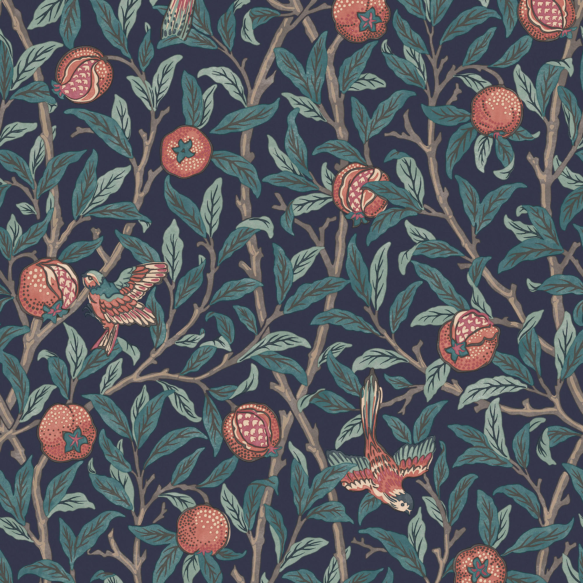 William Morris at Home Vliestapete Dunkelgrün 52x1000 cm