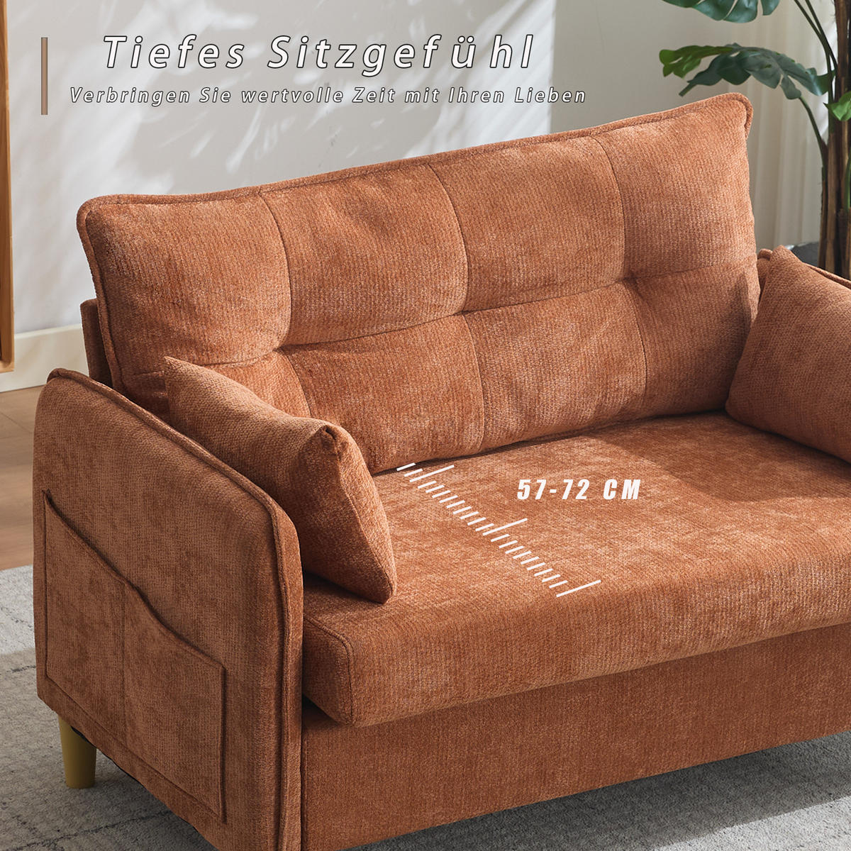 SCHLAFSOFA 127/75.5/83 cm Braun mit Armlehnen und Seitentaschen - Braun, Textil (75.5/83/127cm) - Oxeza