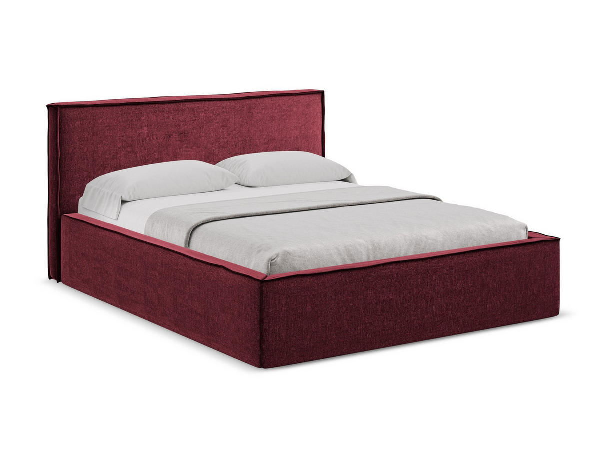POLSTERBETT mit Bettkasten und Lattenrost 160x228 Rot - Rot/Weinrot, Kunststoff/Textil (140/200cm) - Makamii