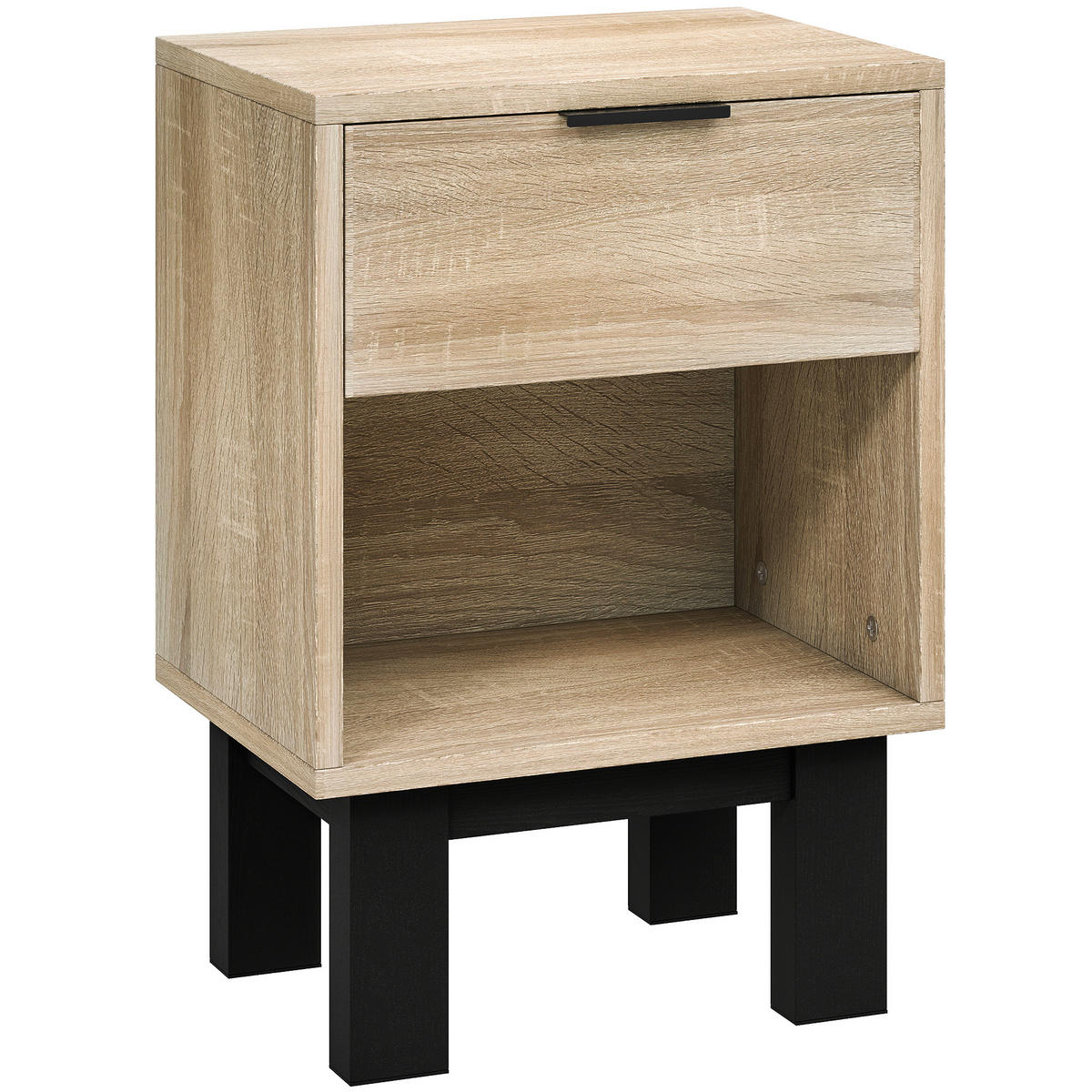 NACHTTISCH Eiche Spanplatte mit Schublade und offenem Fach 1er-Set - Eichefarben, Holzwerkstoff (35/50/26cm) - PANGIVO