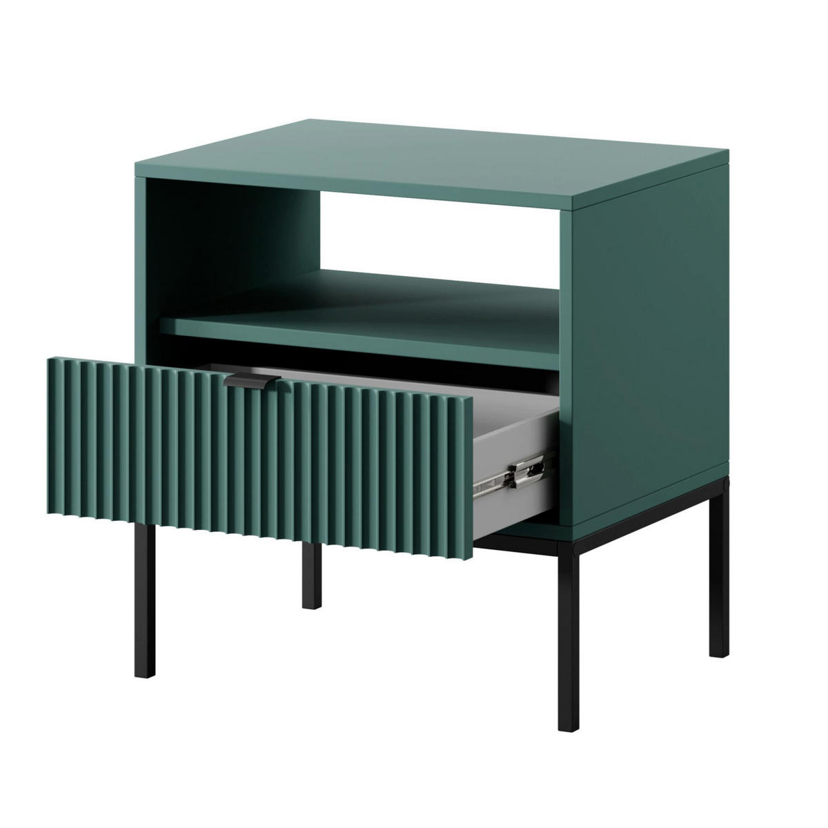 NACHTTISCH Vellore Grün mit Schublade, 54 cm - Schwarz/Grün, Holzwerkstoff/Metall (54/56/39cm) - Selsey