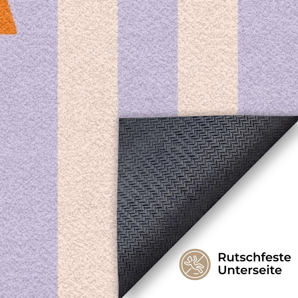 FUSSMATTE Lila – Orange – Streifen – Okay 120x80 cm - Flieder, Kunststoff (120/0.4cm) - MuchoWow