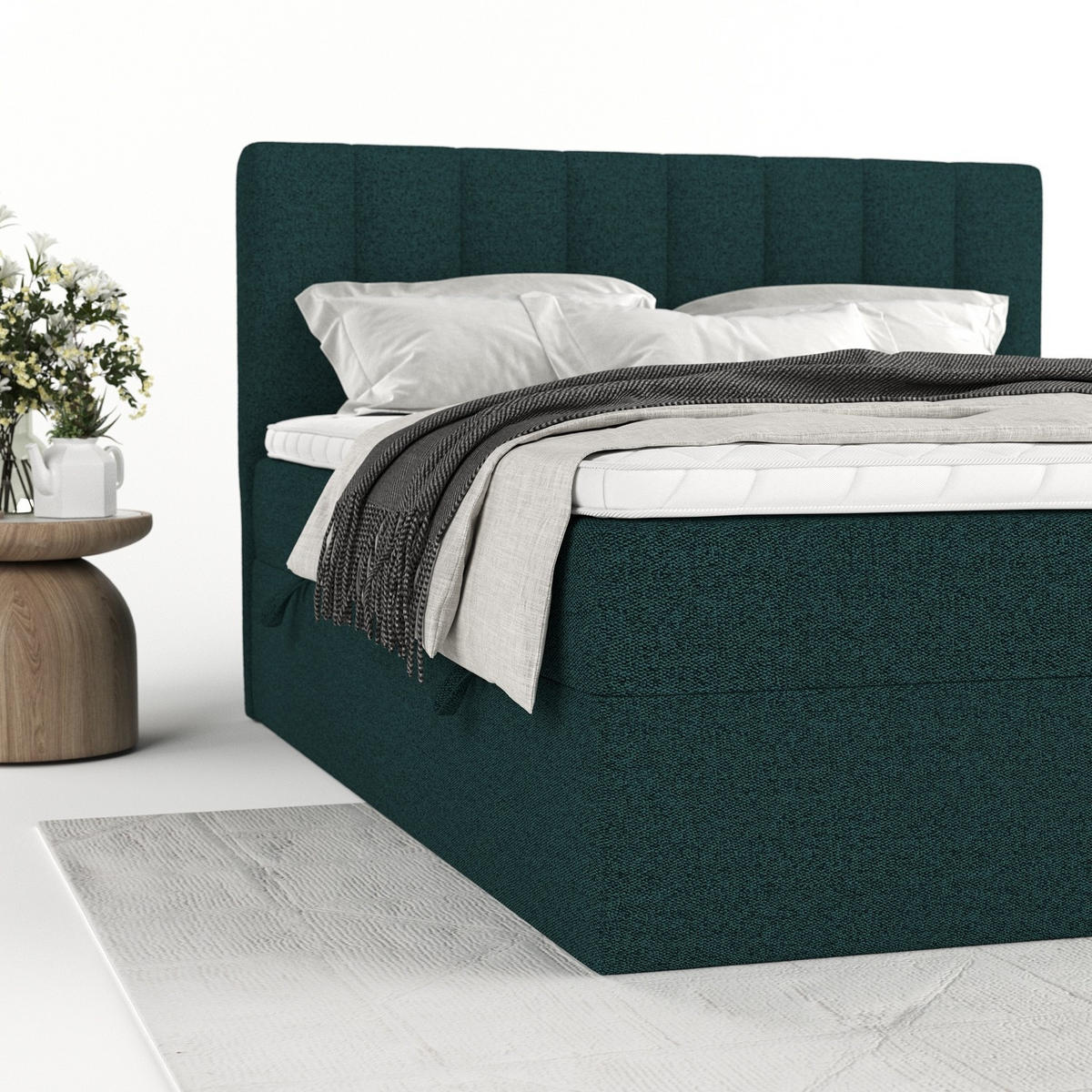 BOXBETT Bari 200/200 cm Grün im Riva Stoff - Grün, Holz/Holzwerkstoff (200/200cm) - AltaBeds