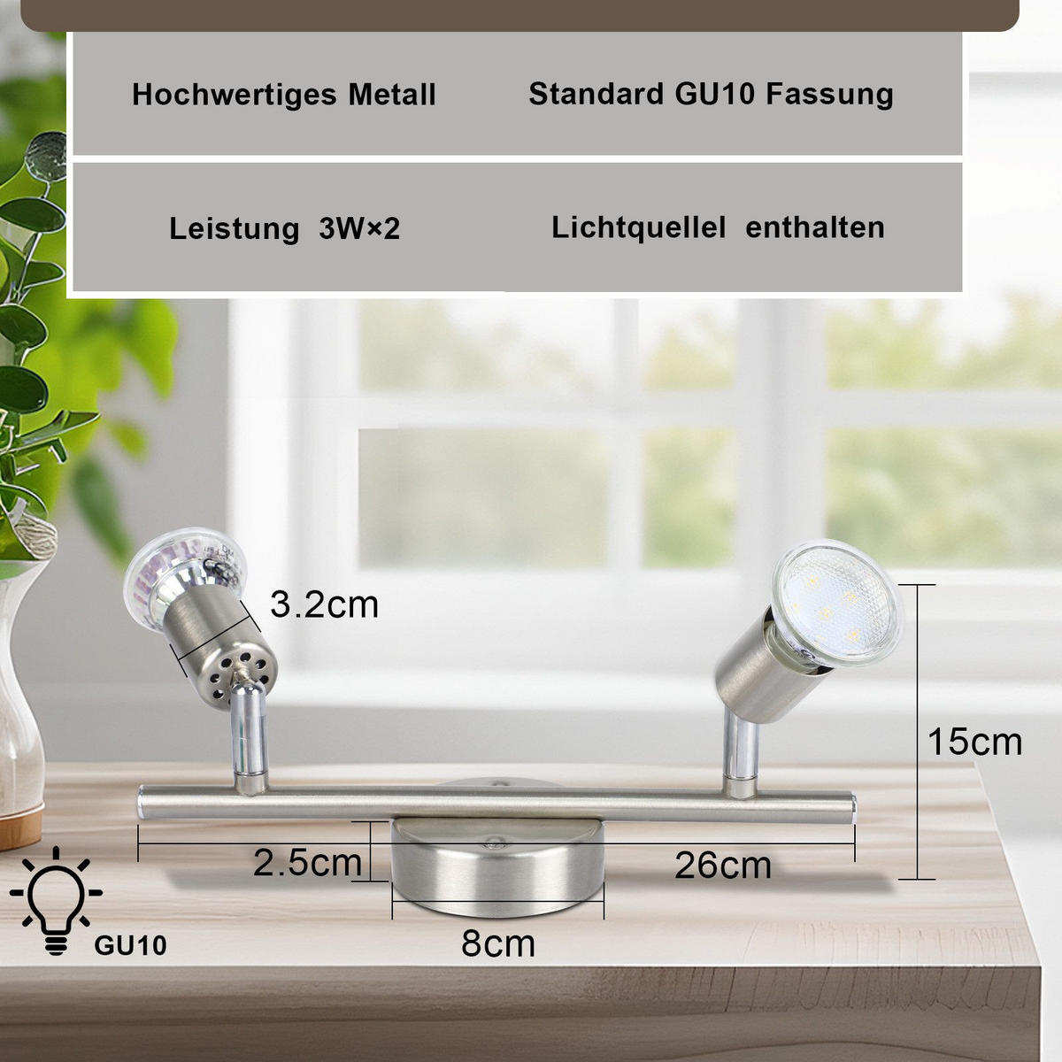 DECKENLEUCHTE Leeder 26/15/8cm - Silberfarben, Metall (26/15/8cm) - Nettlife