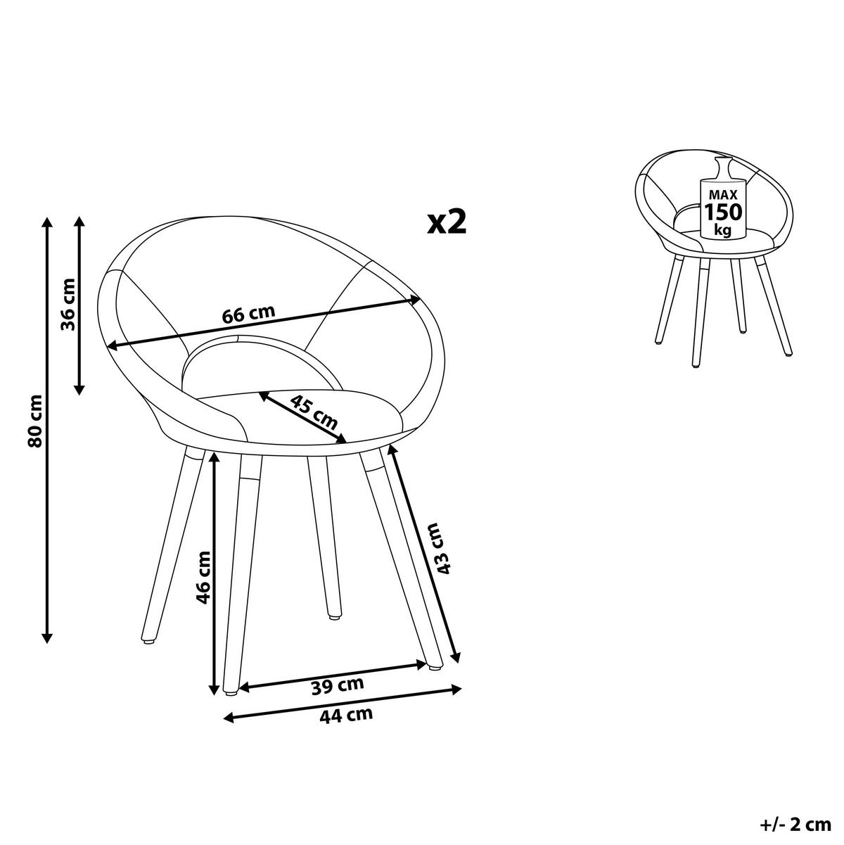 ESSZIMMERSTUHL 2er-Set Polsterbezug Schwarz Roslyn - Schwarz, Holz/Textil (66/80/45cm) - Beliani