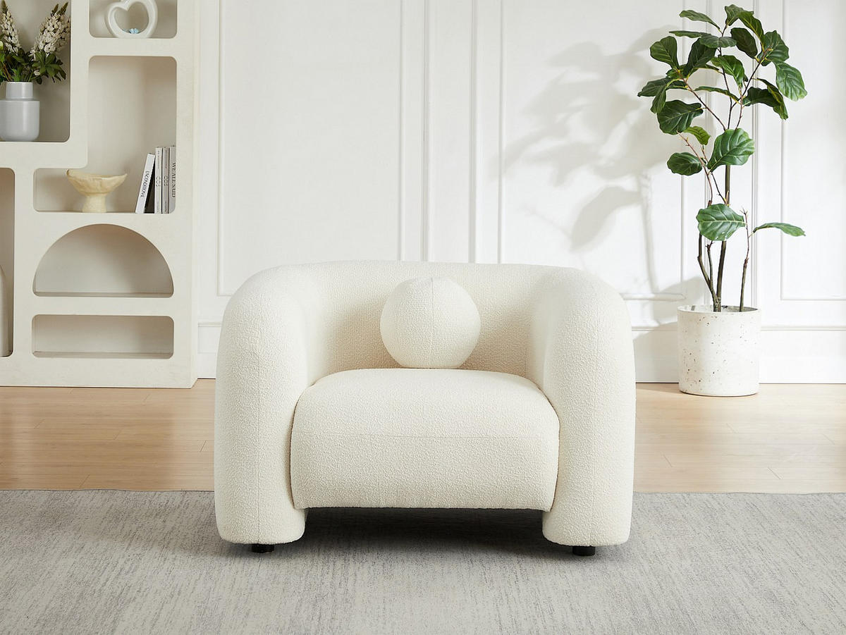 SESSEL mit gerader Rückenlehne - 1 Person - Stoff - Elfenbeinfarben - - Weiß, Textil (106/68/86cm) - Vente-Unique