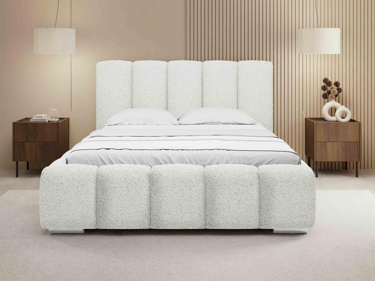 POLSTERBETT Wizko Boucle - Chromfarben/Creme, Holz/Holzwerkstoff (180/200cm) - MIRJAN24