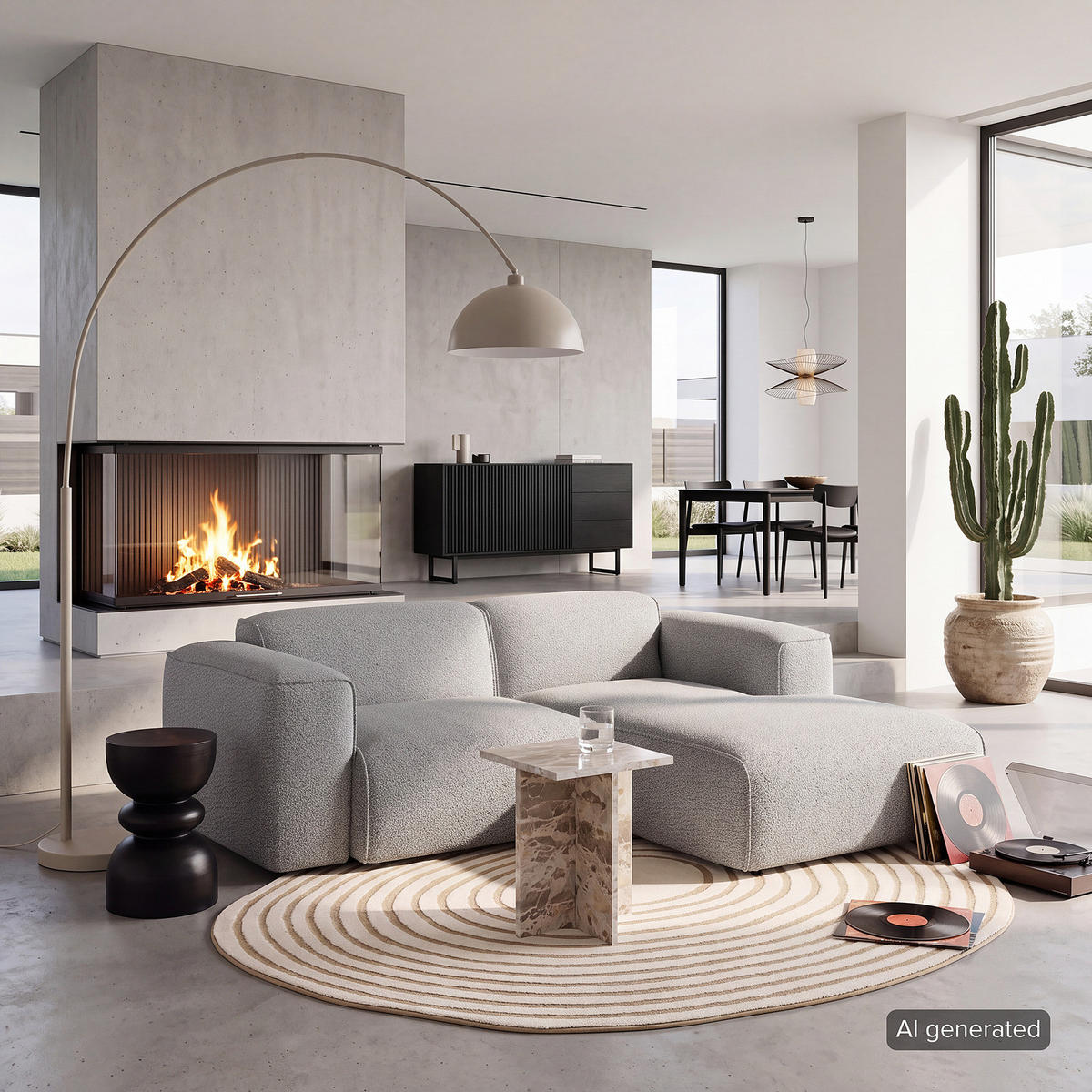 ECKSOFA mit XL-Longchair - Schwarz/Grau, Kunststoff/Textil (260/171cm) - home24