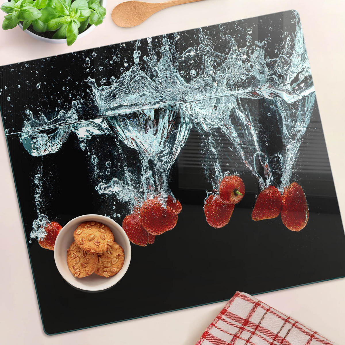 GLASPLATTE 60x52 cm Erdbeerwasser - Rot, Glas (60/0.4/52cm) - TULUP