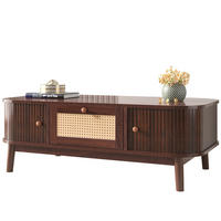 COUCHTISCH 110/55/38.5 cm natur aus MDF mit Rattandetails - Naturfarben, Holzwerkstoff (110/55/38.5cm) - OKMYHOME