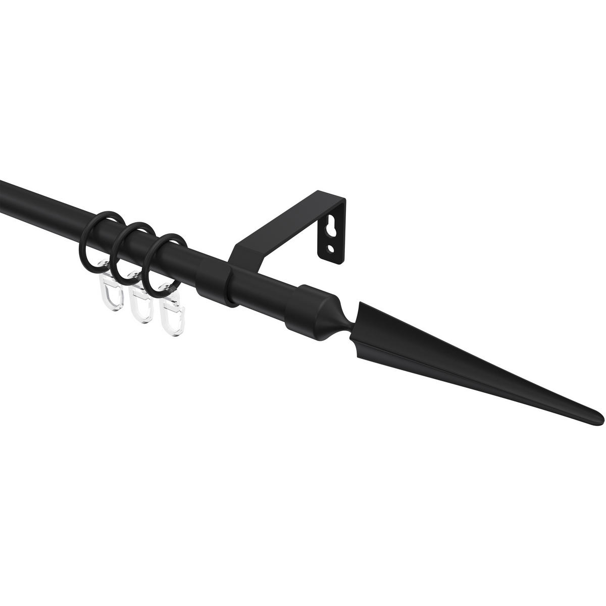 GARDINENSTANGE Olymp Lorenzo 140 cm, 1-läufig, 16 mm Ø Schwarz - Schwarz, Metall (140cm) - INTERDECO