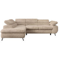 ECKSOFA PETER L Beige Plüsch - Links Seite - Beige/Schwarz, Textil/Metall (208/273cm) - MKS