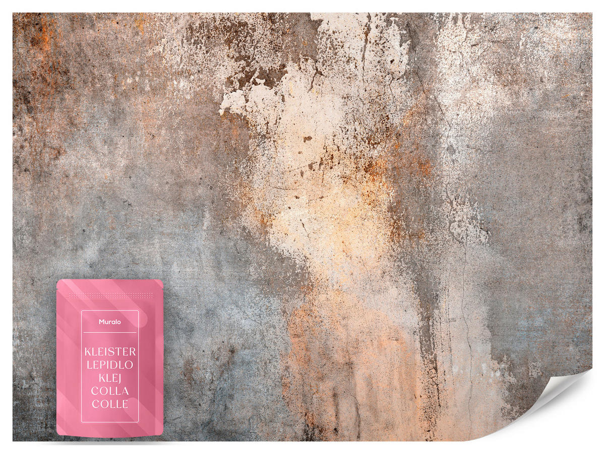 FOTOTAPETE für Wohnzimmer Beton Abstraktion 350x256 - Beige/Orange, Papier (350/256cm) - Muralo