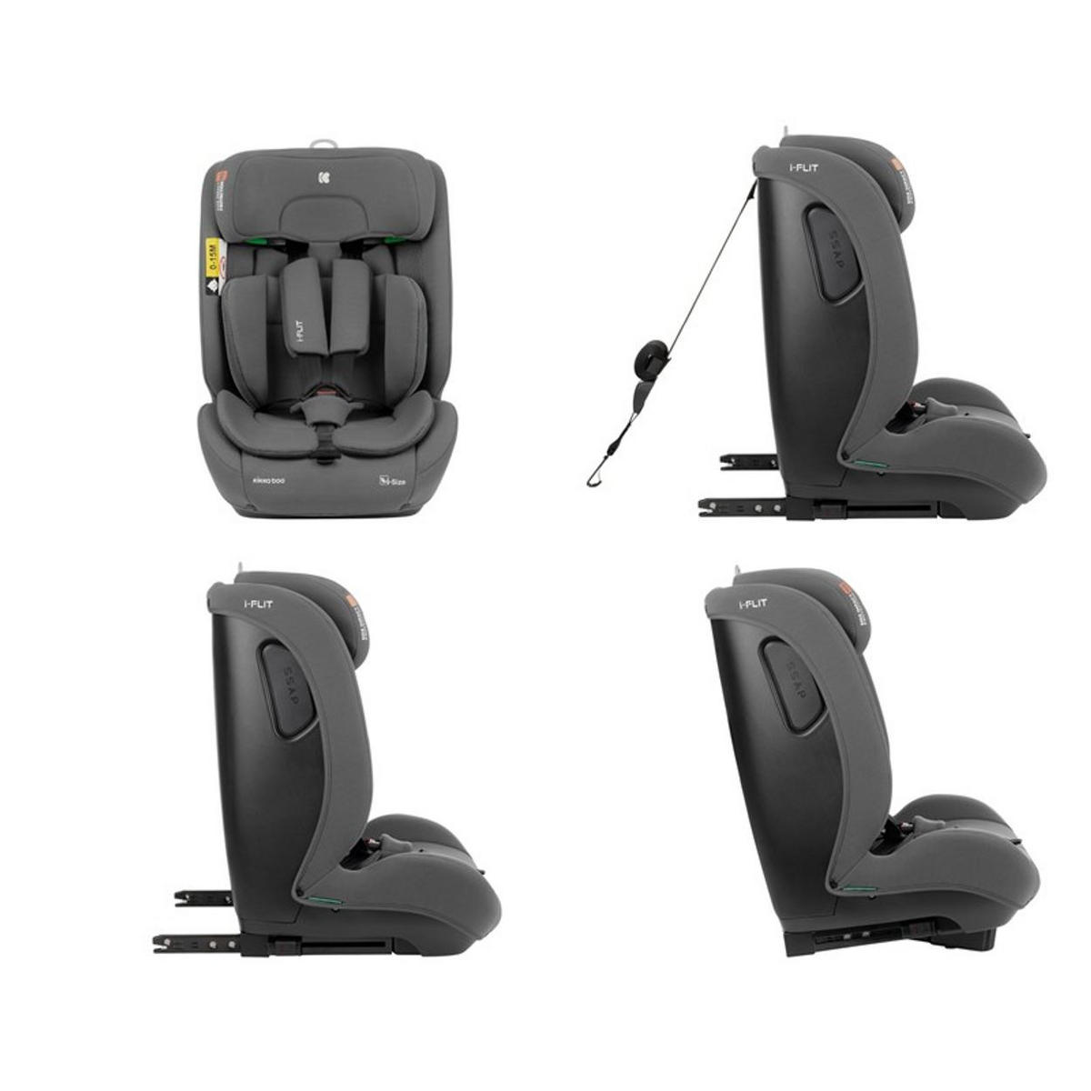 KINDERSITZ i-Flit i-Size grau (76-150cm) Isofix Kopfstütze verstellbar SPS - Grau, Kunststoff (44/62/45cm) - Kikka boo