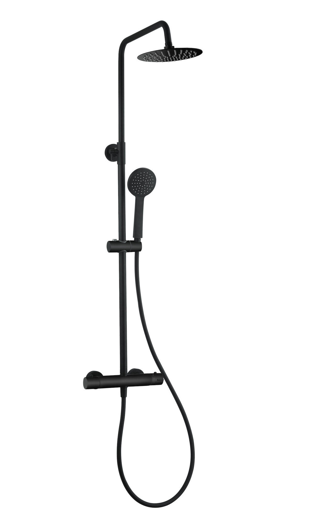 DUSCHSET Samar Schwarz Messing - Thermostat - Schwarz, Metall (8/26/71cm) - Badplaats