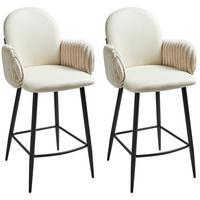 BARSTÜHLEN 2er-Set Hellbeige Amity - Beige/Schwarz, Textil (50/100/54cm) - Beliani