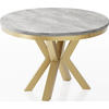 ESSTISCH Clara Gold runder ausziehbarer, Grauer Beton 120-200/120/76 cm - Goldfarben/Hellgrau, Holzwerkstoff/Metall (120/120/76cm) - WFL GROUP