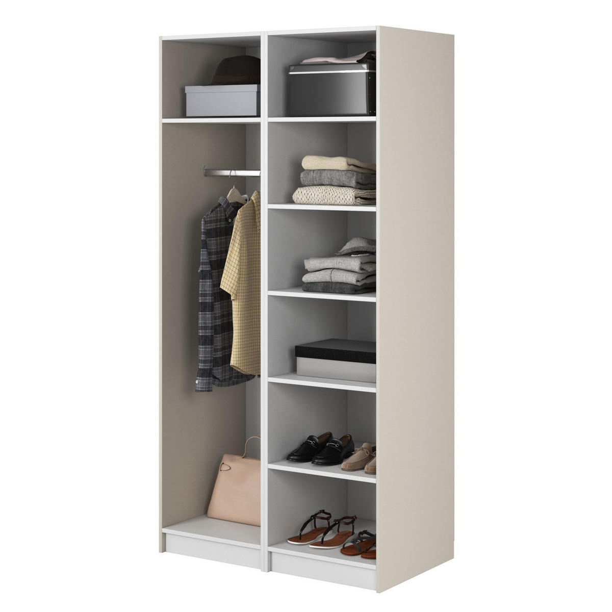 KLEIDERSCHRANK Moonir Greige 100 cm - Taupe/Goldfarben, Holzwerkstoff/Metall (100/200.5/57cm) - Selsey