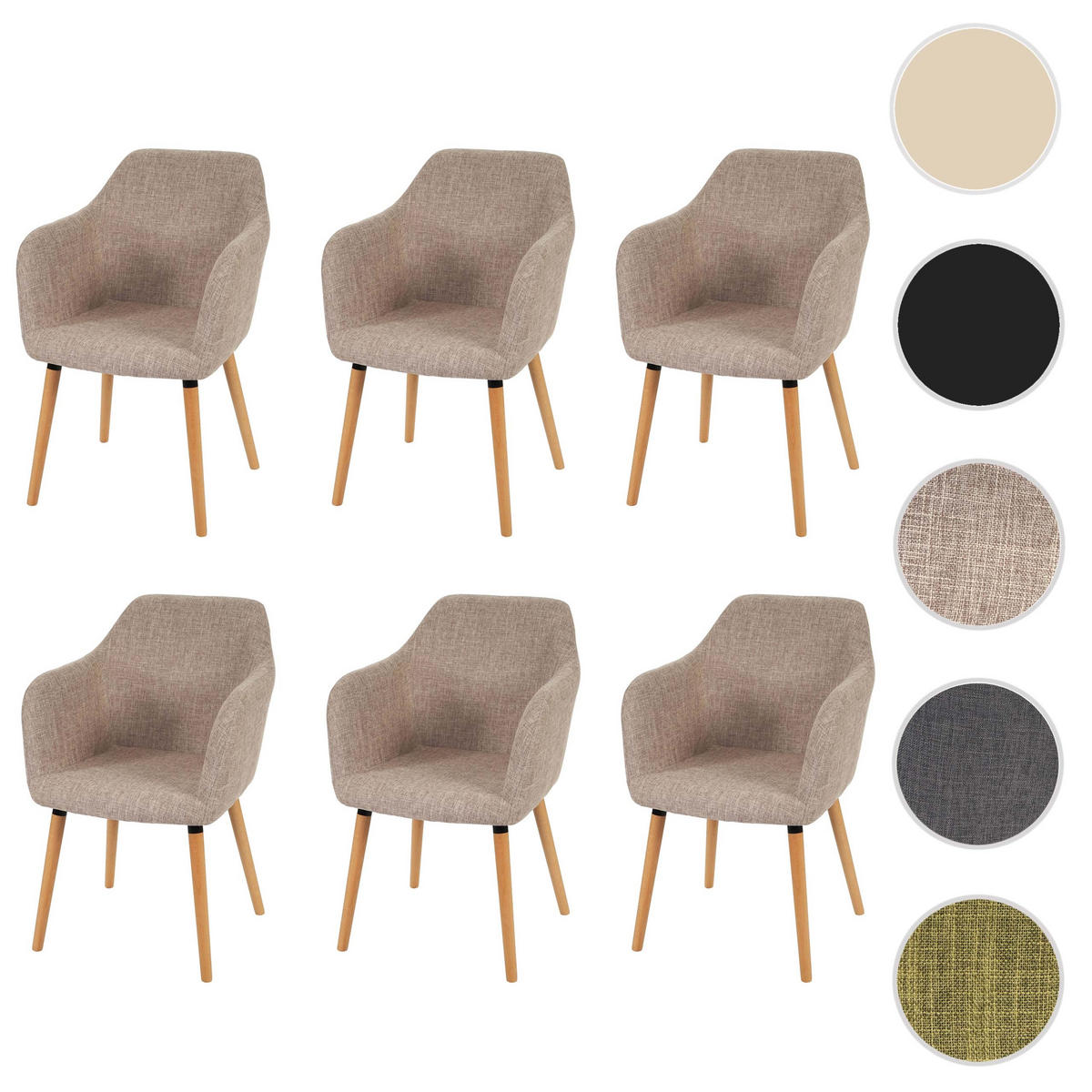 ESSZIMMERSTUHL Beige, Grau 6er-Set - Beige/Grau, Textil (58/88/64cm) - MCW