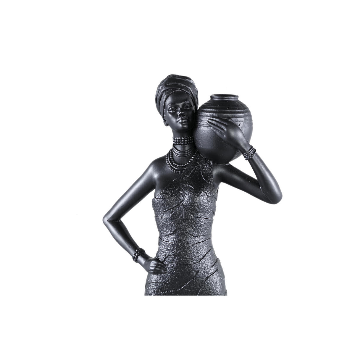 SKULPTUR Rafah Schwarz 16.5/13/70cm - Schwarz, Kunststoff (13/70/16.5cm) - PTMD Collection