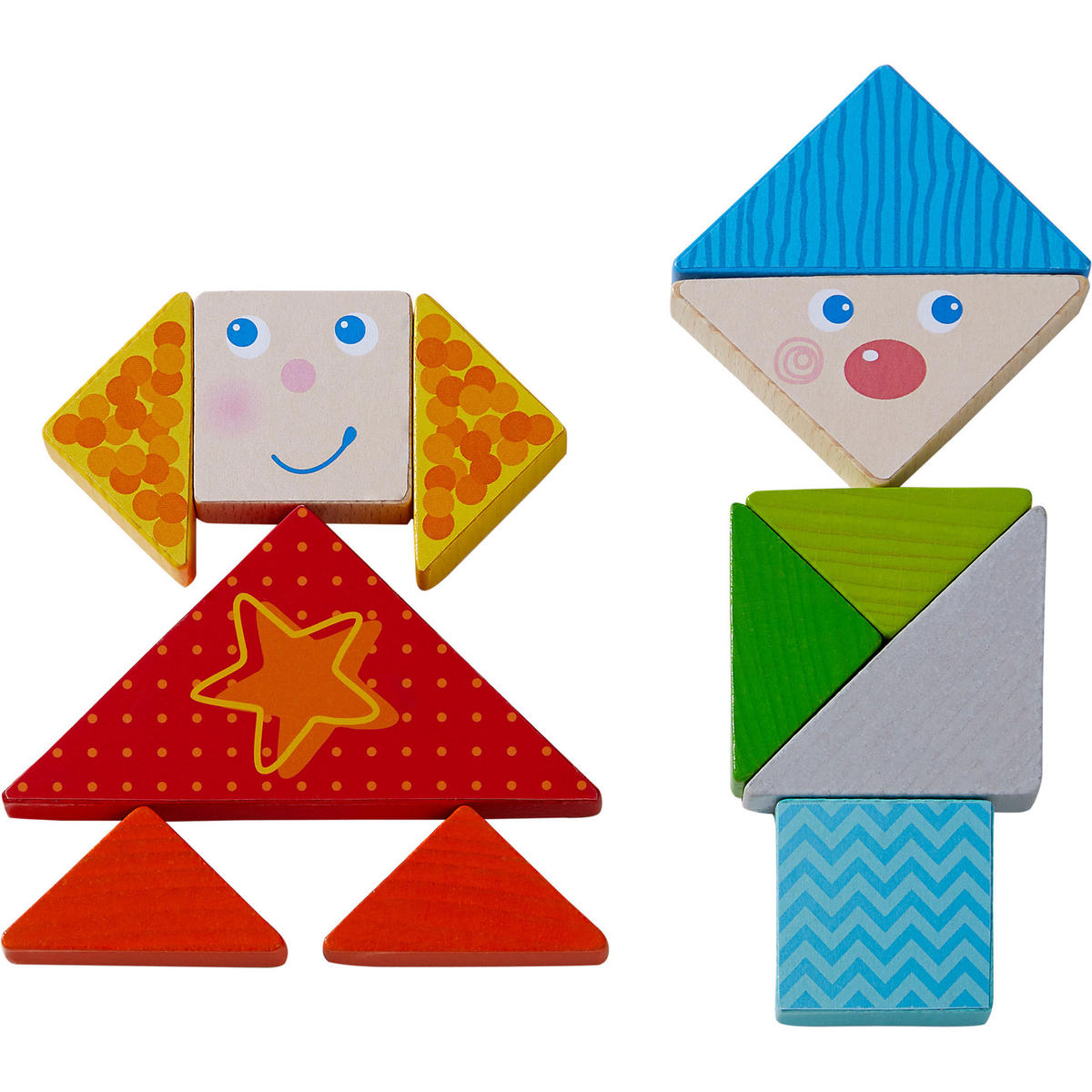 LEGESPIEL Bunter Tangram-Mix, ab 4 Jahre - Multicolor, Naturmaterialien (21.6/5/22.4cm) - Haba