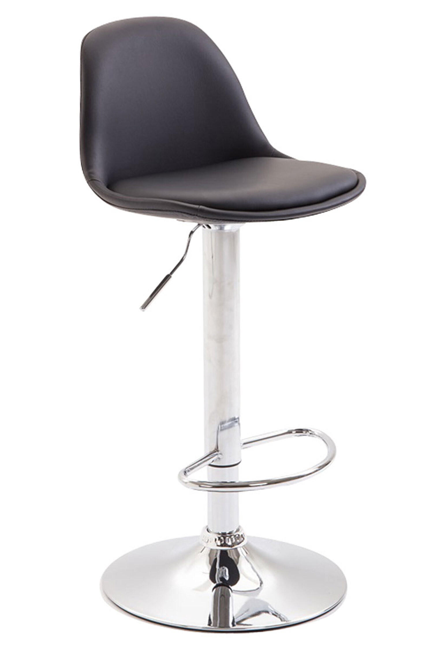 BARHOCKER Kilian, Gestell Metall in Chromoptik, Vollgepolstert Kunstleder Schwarz - Chromfarben/Schwarz, Kunststoff/Textil (39/100/43cm) - TPFLiving
