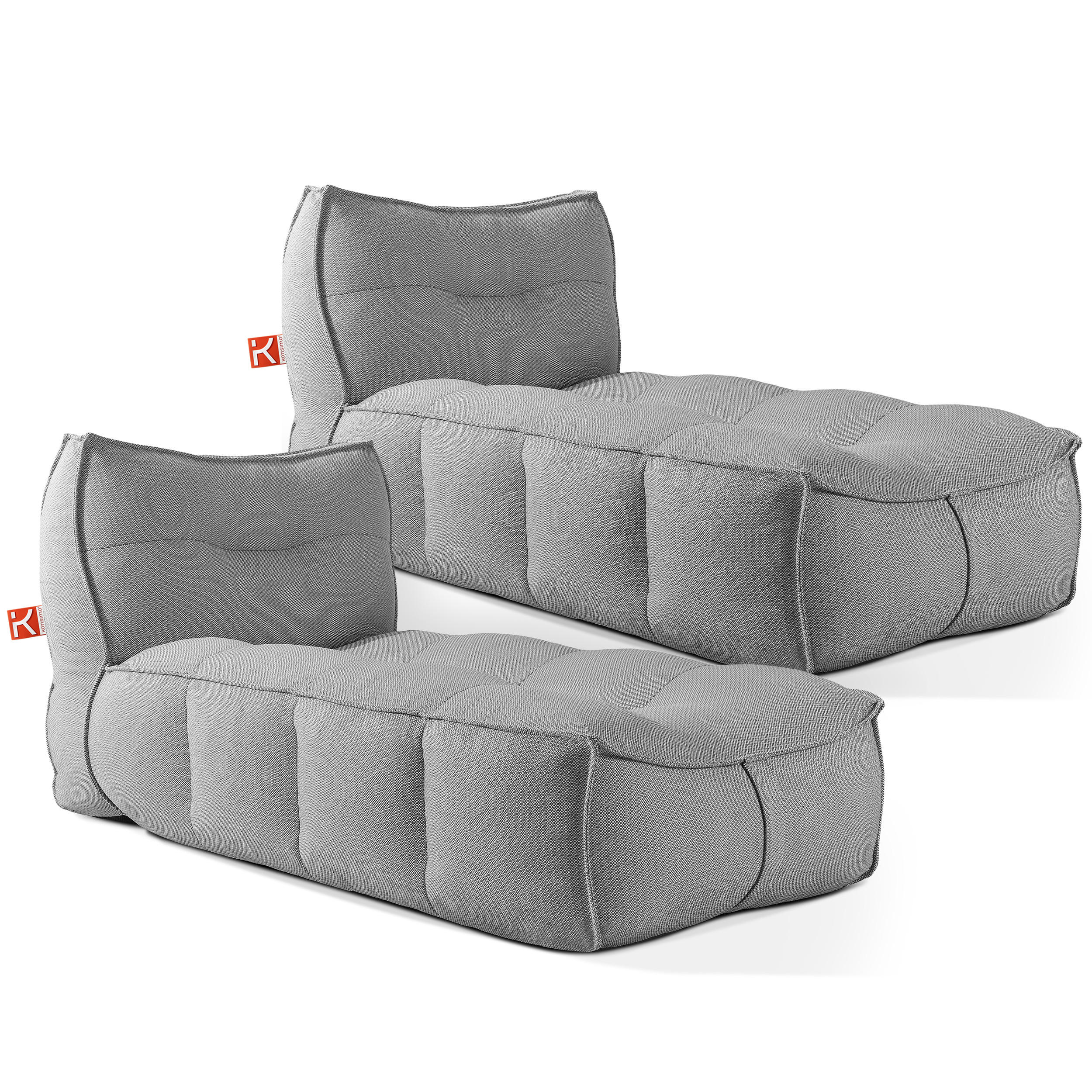 GARTENLIEGE LOVIA Sonnenliege 2-er Set, Dunkelgrau/Weiß - Dunkelgrau, Textil (90/82/174cm) - KONSIMO®