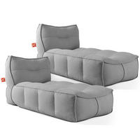 GARTENLIEGE LOVIA Sonnenliege 2-er Set, Dunkelgrau/Weiß - Dunkelgrau, Textil (90/82/174cm) - KONSIMO®
