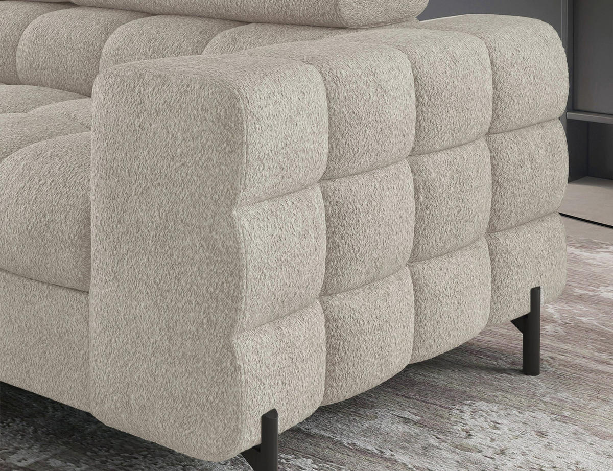 WOHNLANDSCHAFT FERUCCE Ecksofa L-Form – Polsterecke mit Schlaffunktion, Bettkasten & verstellbaren Kopfstützen 276 cm - Hellgrau, Kunststoff (276/200cm) - Wohnideebilder