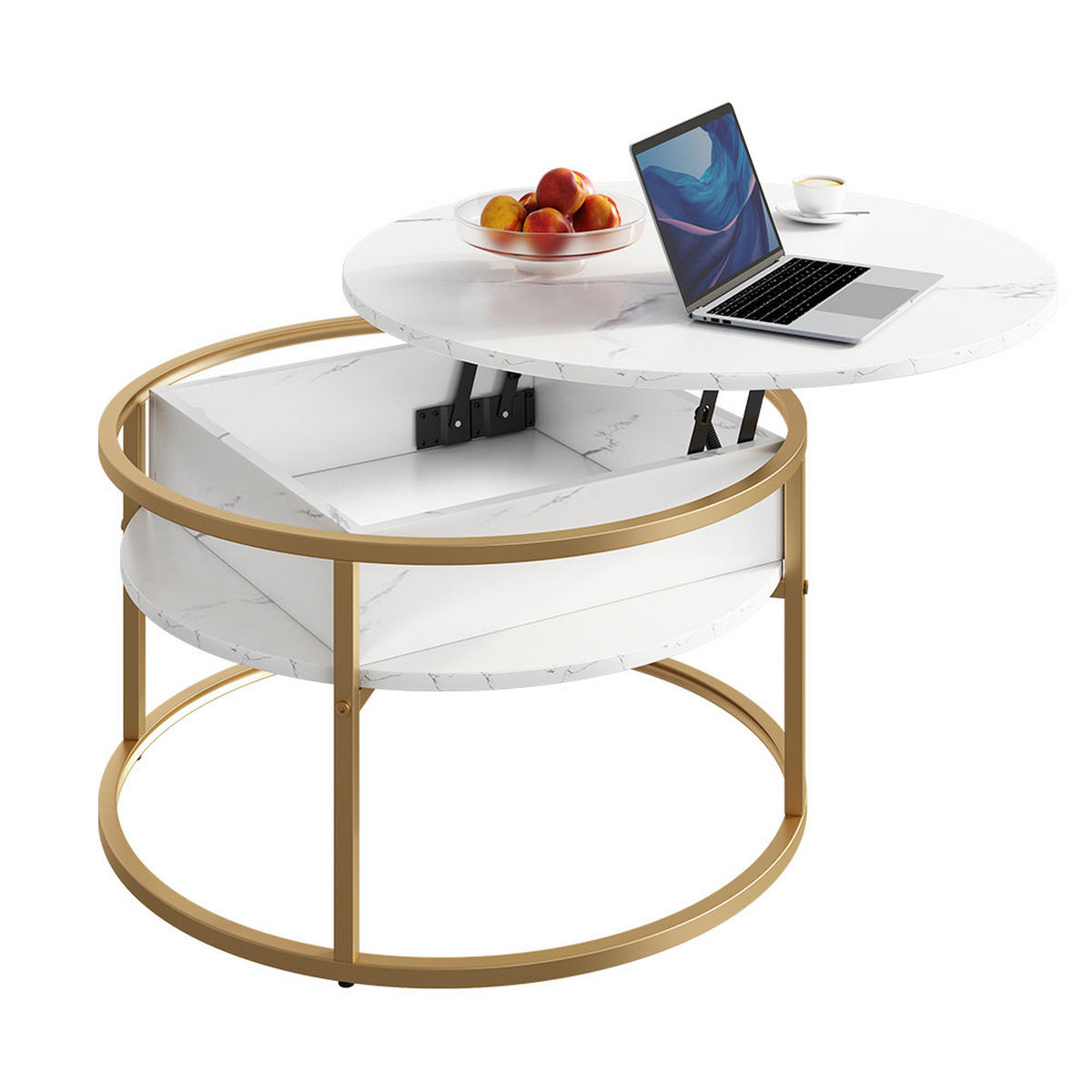 COUCHTISCH Marlo Weiß/Gold 77 x 77 cm - Goldfarben/Weiß, Holzwerkstoff (77/77/52cm) - Vicco