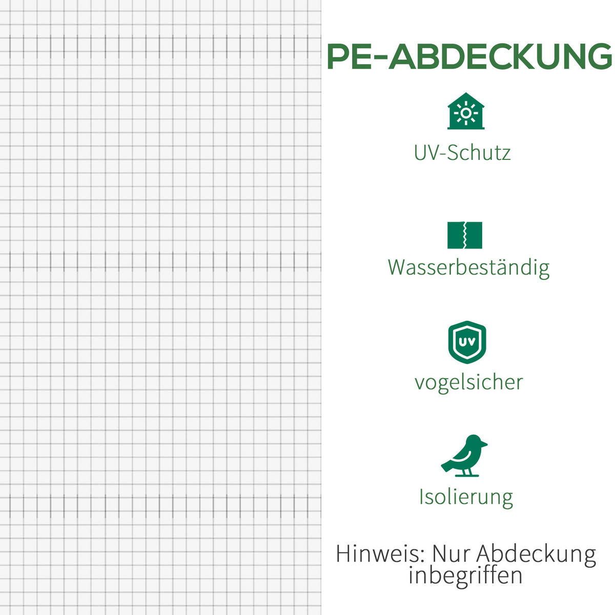 ERSATZABDECKUNG 600 x 300 x 200 cm mit Fronttür, Weiß - Weiß, Kunststoff (300/200/600cm) - Outsunny