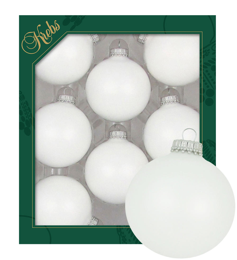 CHRISTBAUMKUGELN Uni-Design Helena Weiß 7cm (Glas / 8 Stk.) - Weiß, Glas (7/7/7cm) - Krebs Glas Lauscha