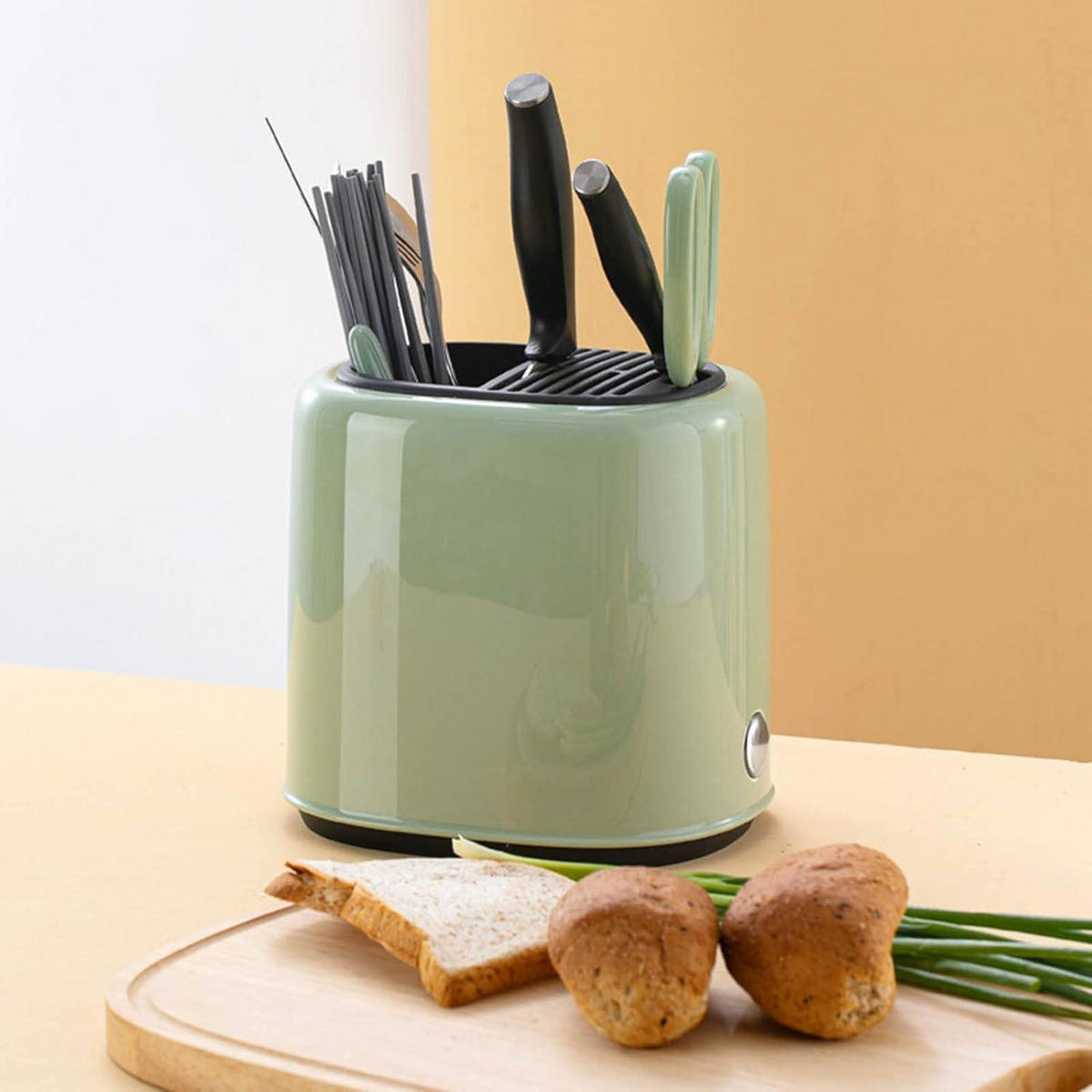 MESSERBLOCK Utensilienhalter Grün Retro - Grün, Kunststoff (15/20/15cm)