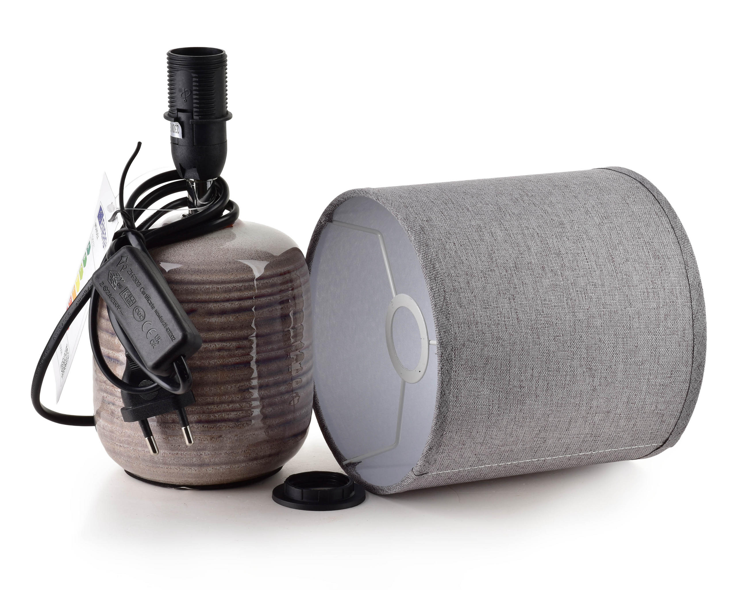 TISCHLAMPE Graubraun 10/14/28.5 cm Keramik - Graubraun, Keramik (10/14/28.5cm) - Mondex