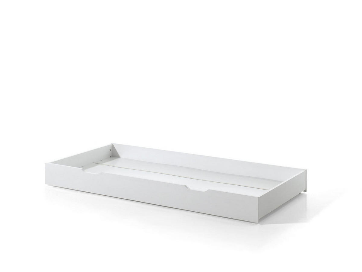 HAUSBETT Kandace 90x200 Kiefer massiv weiß mit Dachaufbau & Schublade - Weiß, Holz (90/200cm) - 58aufmkessel